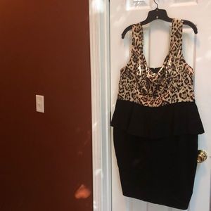 NWT knee length black and animal print dress